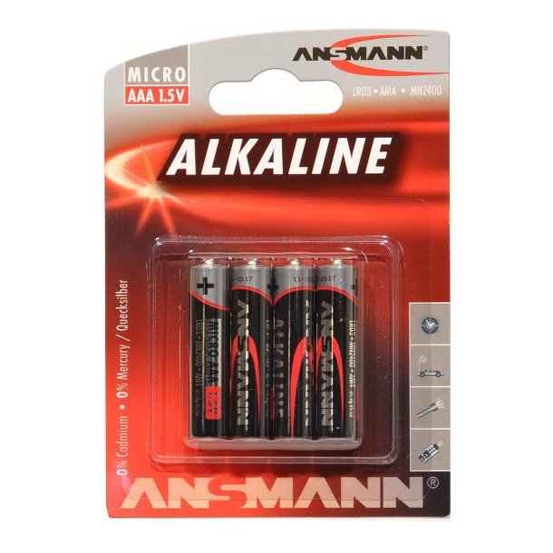 Alkine AAA 1,5V batteri, 4 stk