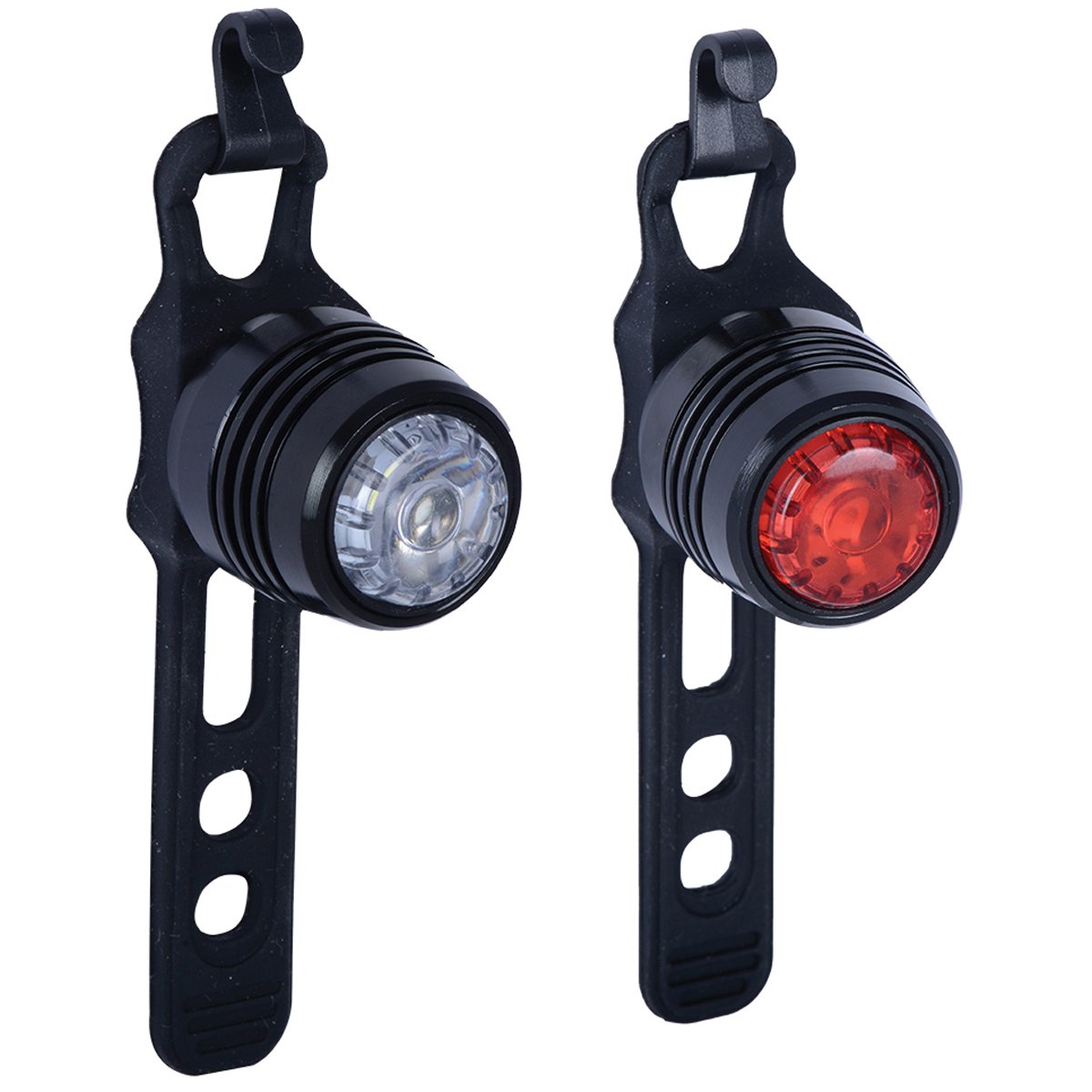 OXC Brightspot Sæt, Sort LED, USB opladelige, incl. Lader - Lygtesæt - Lystrupvej Varmepumper, Cykelværksted & Butik
