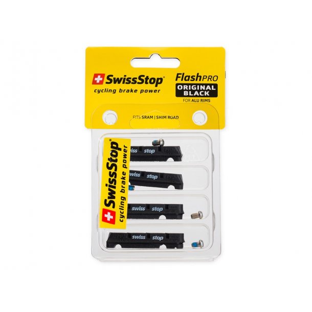 SWISSSTOP Flg bremse gummi FlashPro Original sort til Aluminium flg Pakke med 2 st